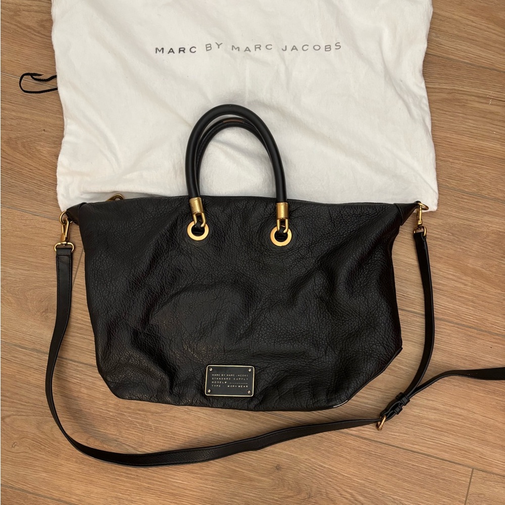 Marc by Marc Jacobs Black Satchel with Gold Accents